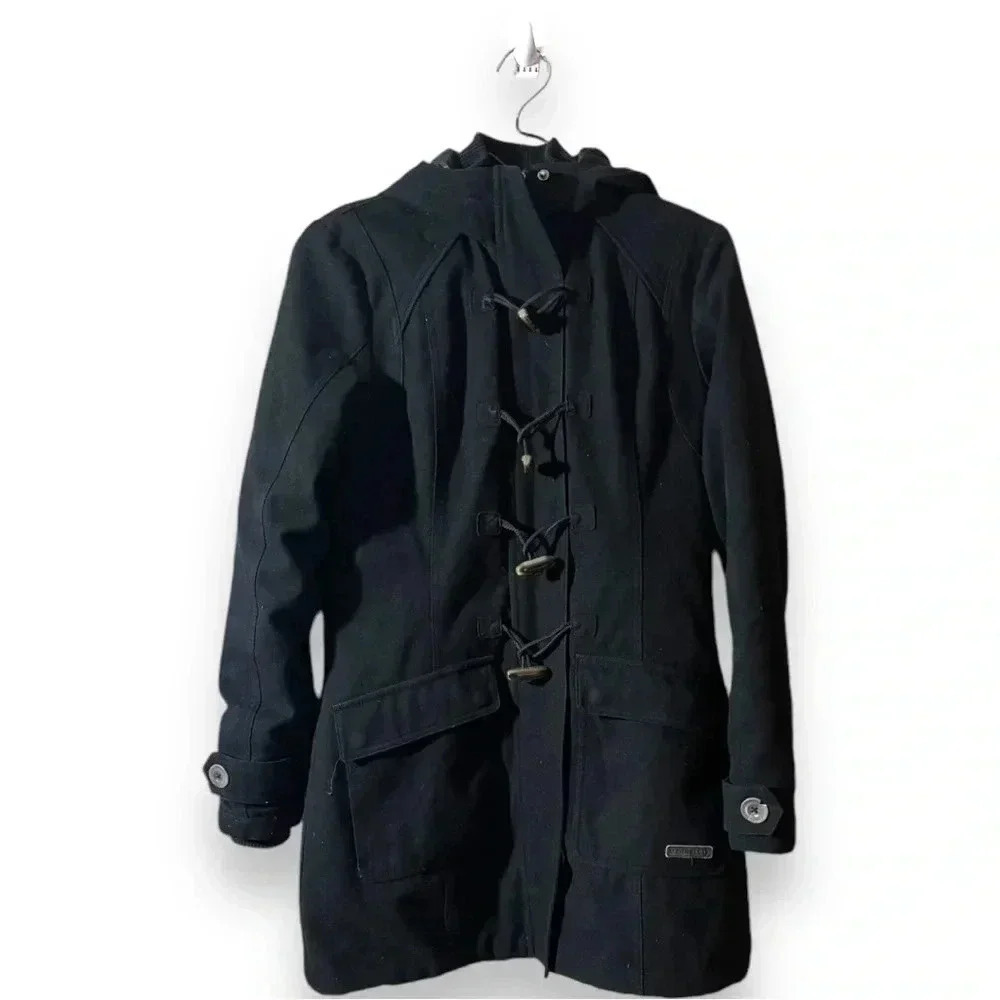 Merrell Women’s Opti-Warm Toggle Closure Black Sm Hooded Mid Length Duffel Coat - Picture 5 of 16